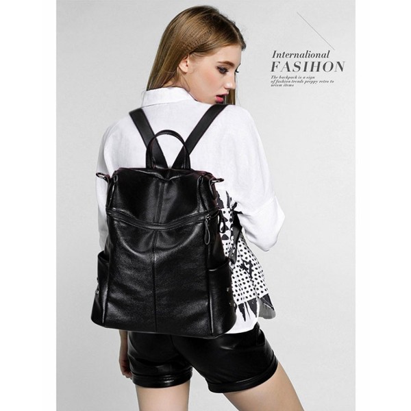 Women Girls Korean Campus Fashion Soft Skin Leather Backpack Tote Bag ...