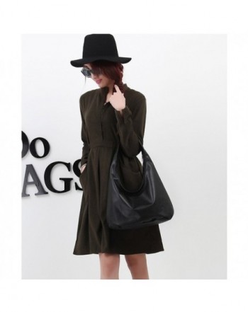 Women Soft Leather Hobo Style Handbag Shoulder Bag Purse - Black ...