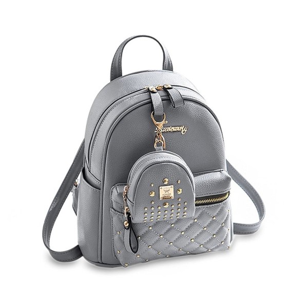 Cute Small Backpack Mini Purse Casual Daypacks Leather for Teen Girls and Women - Gray - C2187Q0HW72