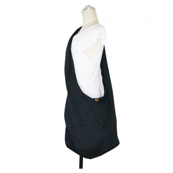 Hobo Sling Crossbody Cotton Bag Purse Thai Top Zip Handmade Color Black ...