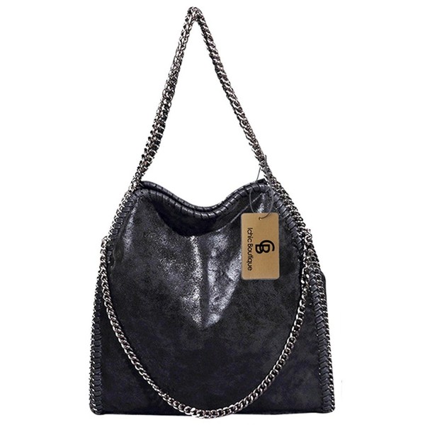 Womens Handbags Purse Tote Hobo Shoulder Crossbody Bags Chain Strap - Black - CN182OUMYAU