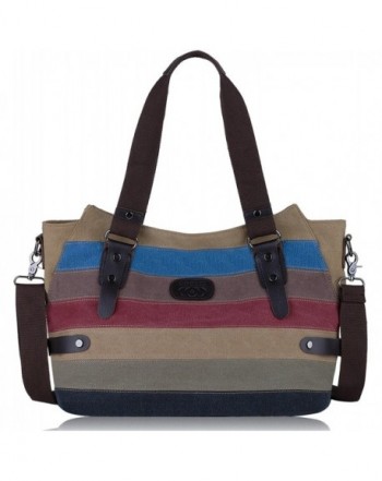 Coofit Canvas Handbags Striped Shoulder