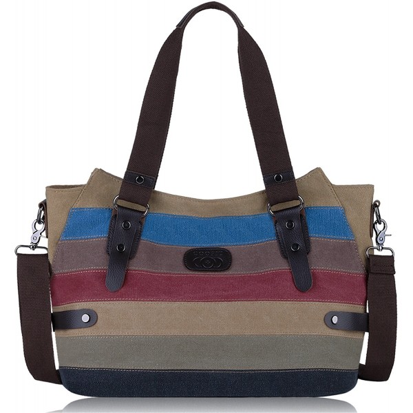 Coofit Canvas Handbags Striped Shoulder