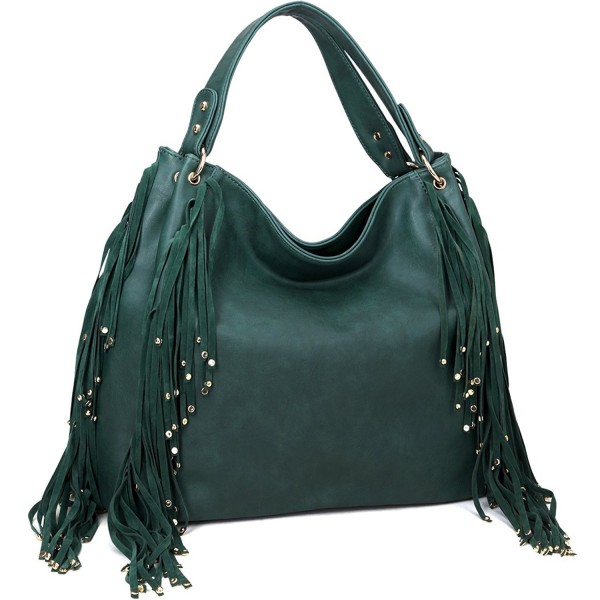 Dasein Fringe Studded Faux Leather