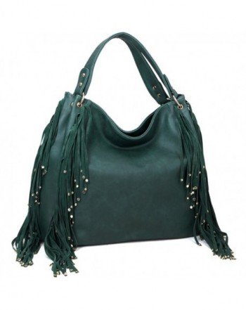 Dasein Fringe Studded Faux Leather