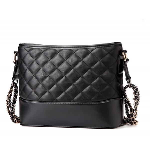 black quilted crossbody bag with chain