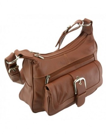 Womens Genuine Leather Shoulder Bag Tote Organizer Purse Hobo Handbag Tan - CG11PV14W6D