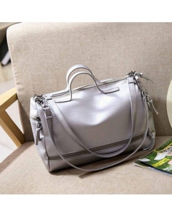 Fashion Women Leather Handbag Shoulder Hobo Handbags - Silver - CY12KPVK6JF