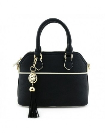 Satchel Crossbody Tassel Accent Black