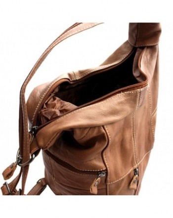 Womens Leather Convertible 7 Pocket Medium Size Tear Drop Sling Backpack Purse Shoulder Bag ...