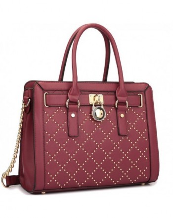 Leather Satchel Handbags Shoulder 7102 Burgundy