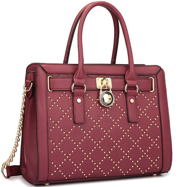 Leather Satchel Handbags Shoulder 7102 Burgundy