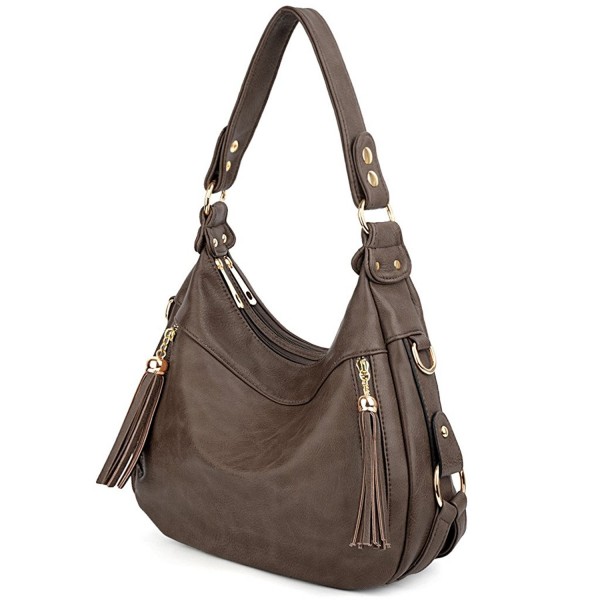 UTO Handbag Leather Shoulder Coffee