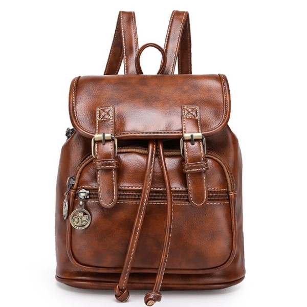 Angelliu Vintage Leather College Backpack