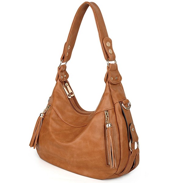 Women Handbag PU Leather Purse Hobo Style Shoulder Bag - Brown Tan ...