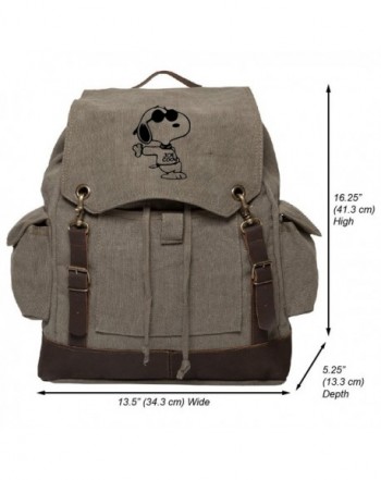 Snoopy Canvas Rucksack Backpack Leather