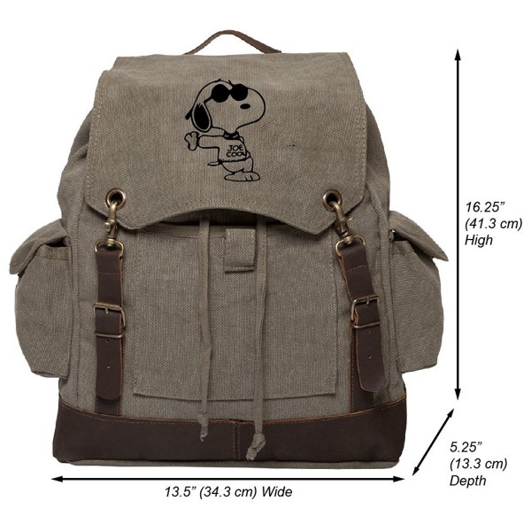 Snoopy Canvas Rucksack Backpack Leather