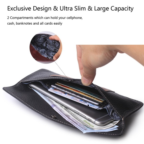 Women's Wallet Leather RFID Ultra-thin Envelope Ladies Purse Travel ...