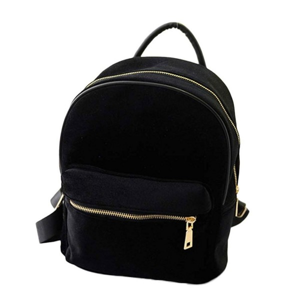 Women Girls Gold Velvet Shoulder Bag School Backpack - Gold Velvet ...