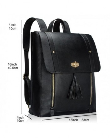 Women PU Leather Backpack 15.6inch Laptop Vintage College School ...