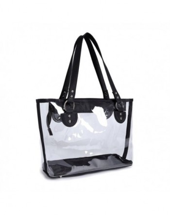 Clear Top Handle Tote Bag with Large Zipped Compartment - Black ...