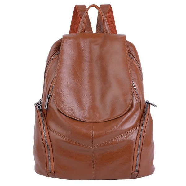 YALUXE Capacity Pockets Leather Backpack YALUXE Capacity Pockets Leather Backpack