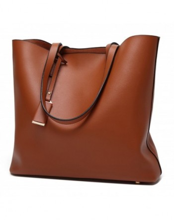 Women PU Leather Big Shoulder Bag Purse Handbag Tote Bags - Brown ...