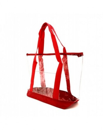 Clear PVC Zipper Tote Bag /Security Clear Tote Bag/ Work Tote Bag - Red - CL12G5PW0FD
