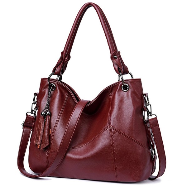 Soft Leather Handbag Hobo Style Purse Tote Shoulder Bag with Tassel For ...