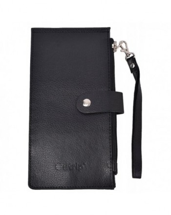 RFID Blocking Women's Leather Bifold Wallet Thin Zipper Card Holder ...