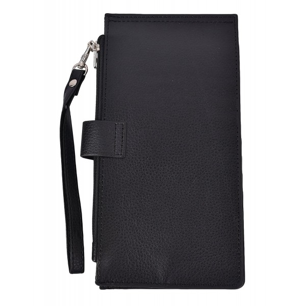 RFID Blocking Women's Leather Bifold Wallet Thin Zipper Card Holder ...