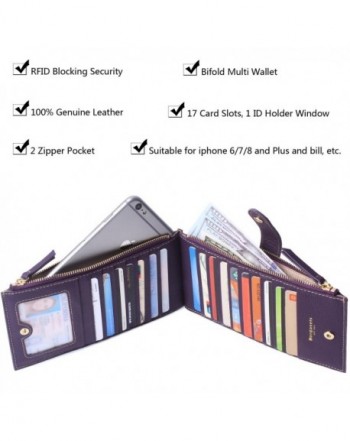 RFID Blocking Women's Genuine Leather Wallet Credit Card Holder Zipper ...