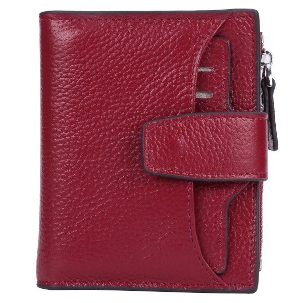 AINIMOER Blocking Leather Compact Wine