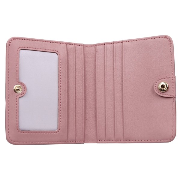 Women's Small Compact Bi-fold Leather Pocket Wallet Credit Card Holder ...