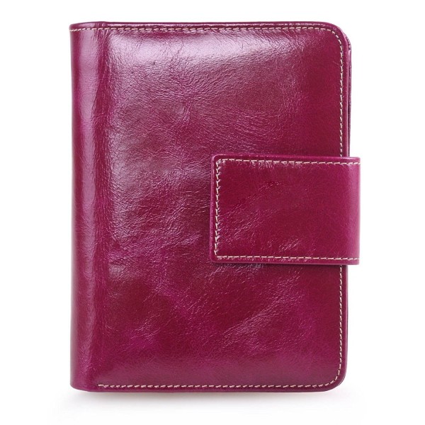 AINIMOER Genuine Leather Bi Fold Red