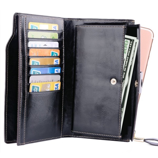 Leather Wallets for Women RFID Blocking Clutch Wallet Card Holder ...