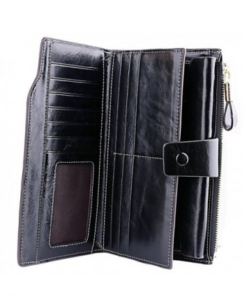 Leather Wallets for Women RFID Blocking Clutch Wallet Card Holder ...