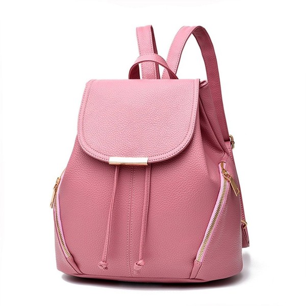 Women PU Leather Bags Backpacks Bookbags School for Teen Girls - Pink ...