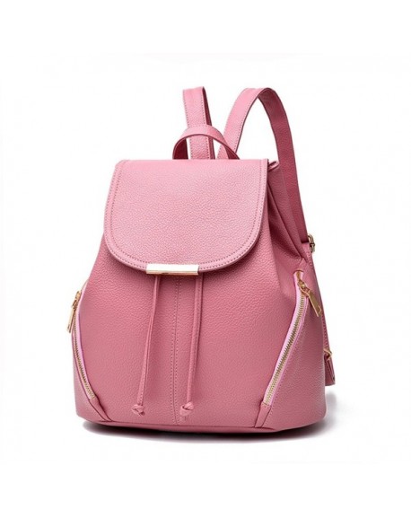Women PU Leather Bags Backpacks Bookbags School for Teen Girls - Pink ...