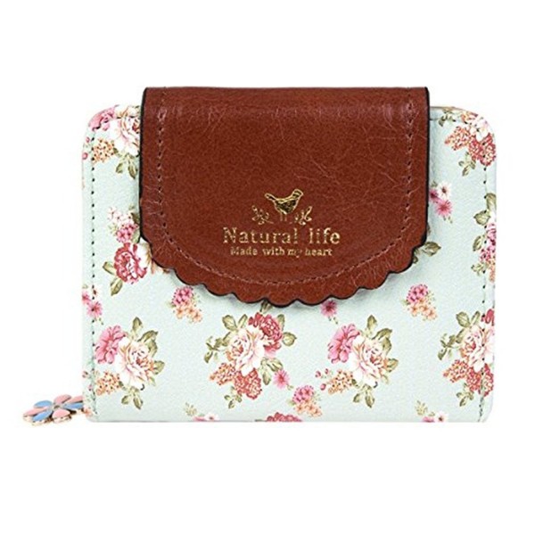 Clearance! Womens Small Wallet Cute Floral Soft Leather Coin Purse - Green - CN189WNXXOD