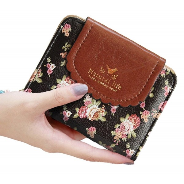 Womens Small Wallet Cute Floral Soft Leather Coin Purse