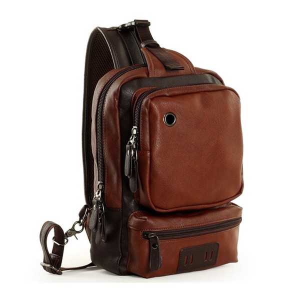 Men's Unbalance Chest Pack Leather Multipurpose Backpack Crossbody ...