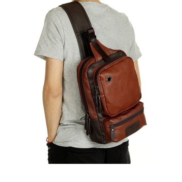 Men's Unbalance Chest Pack Leather Multipurpose Backpack Crossbody ...