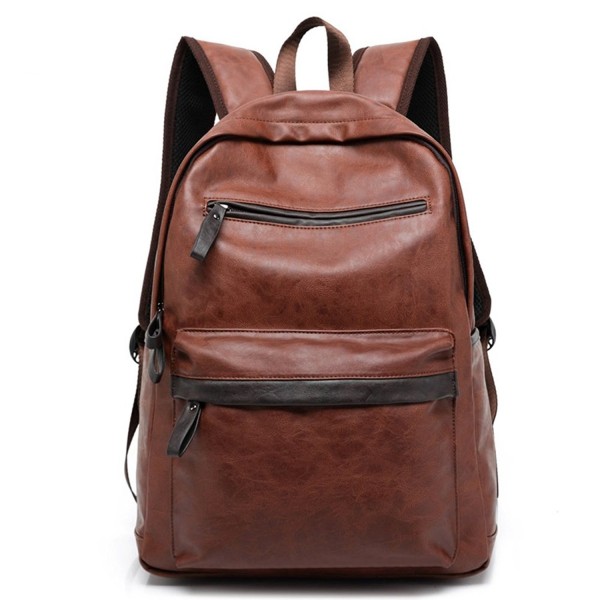 Waterproof Leather Laptop School Travel Backpack Hiking Daypack - Brown ...