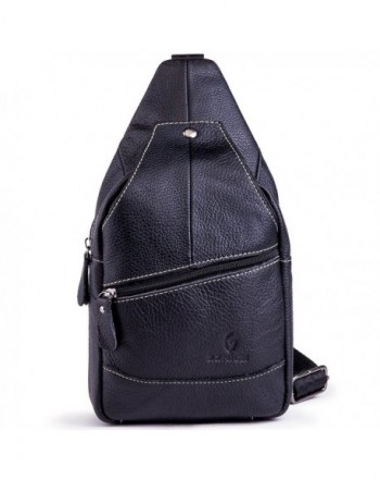 Genuine Leather Shoulder Sling Backpack Bag Unisex Outdoor Crossbody ...