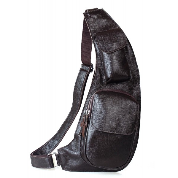 Cow Leather Sling Bag Chest Shoulder Backpack Fanny Pack Daypack ...