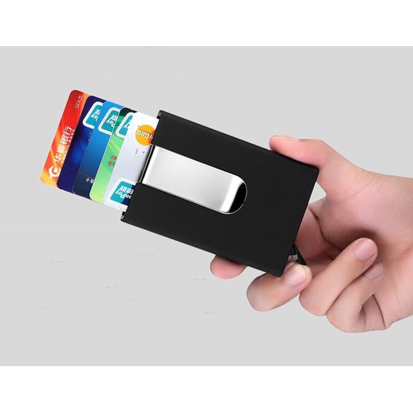 Automatic Sliding Credit Card Holder Case Stainless Steel Slim Money ...