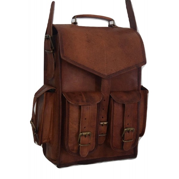 Vintage Brown School Bag Leather Backpack Laptop Messenger Bag Rucksack Sling for Men Women ...