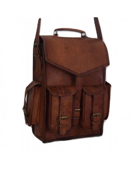 Vintage Brown School Bag Leather Backpack Laptop Messenger Bag Rucksack ...