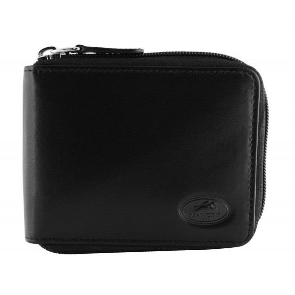 Manchester Collection: Mens Zippered RFID Wallet - Black - CG12MXCZXOX